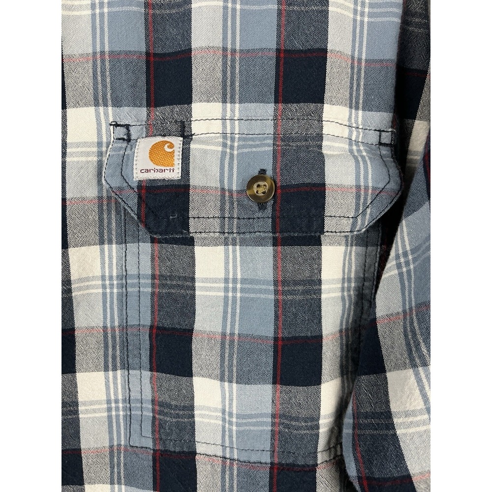 CARHARTT Shirt Men 2XL Blue Relaxed Fit Chest Pocket Long Sleeve Cotton Workwear - Picture 8 of 12